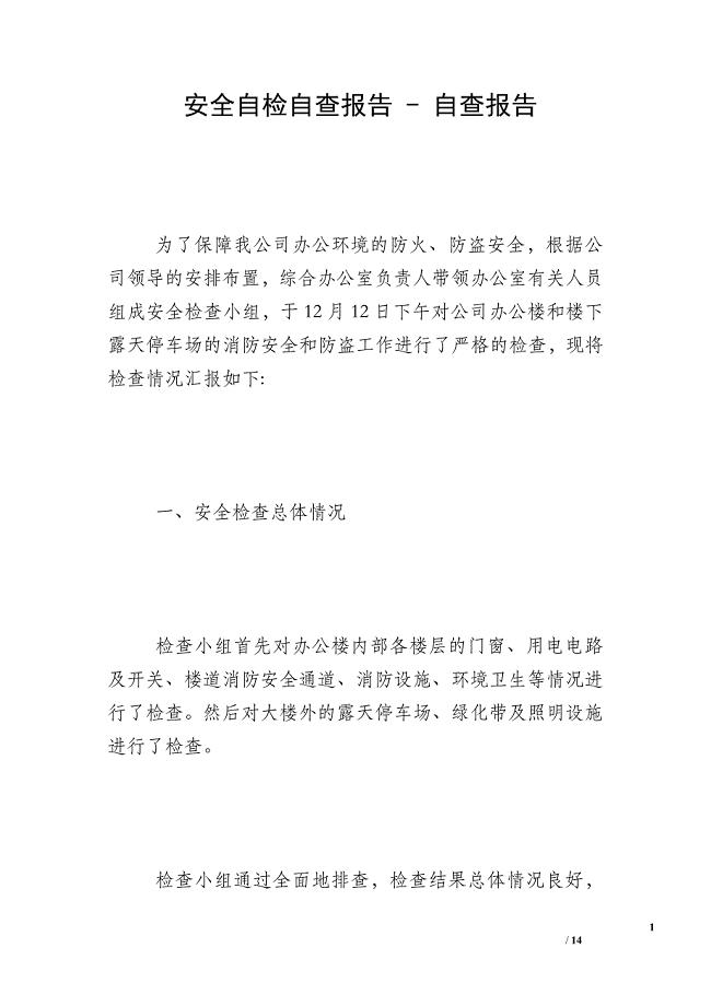 安全自检自查报告 - 自查报告.doc