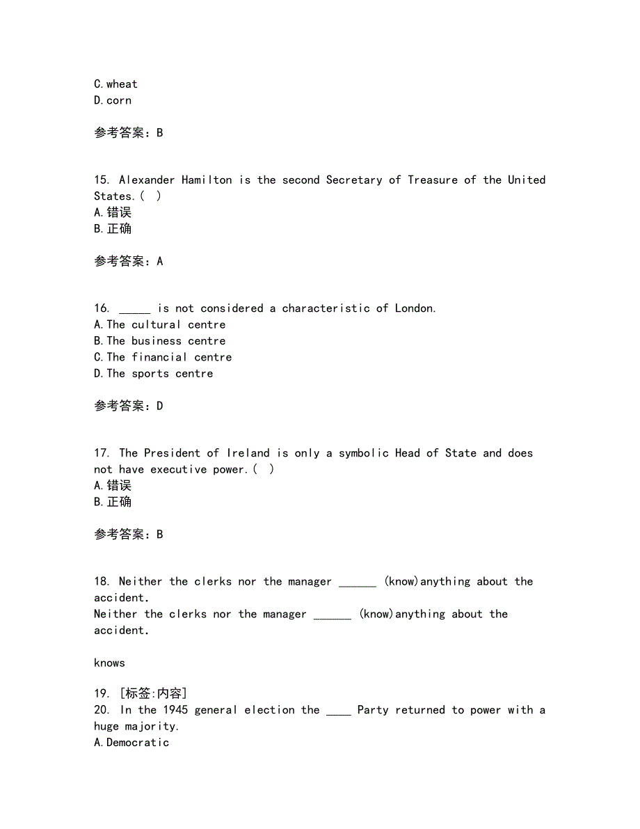 北京语言大学21春《英语国家概况》在线作业二满分答案_68_第4页