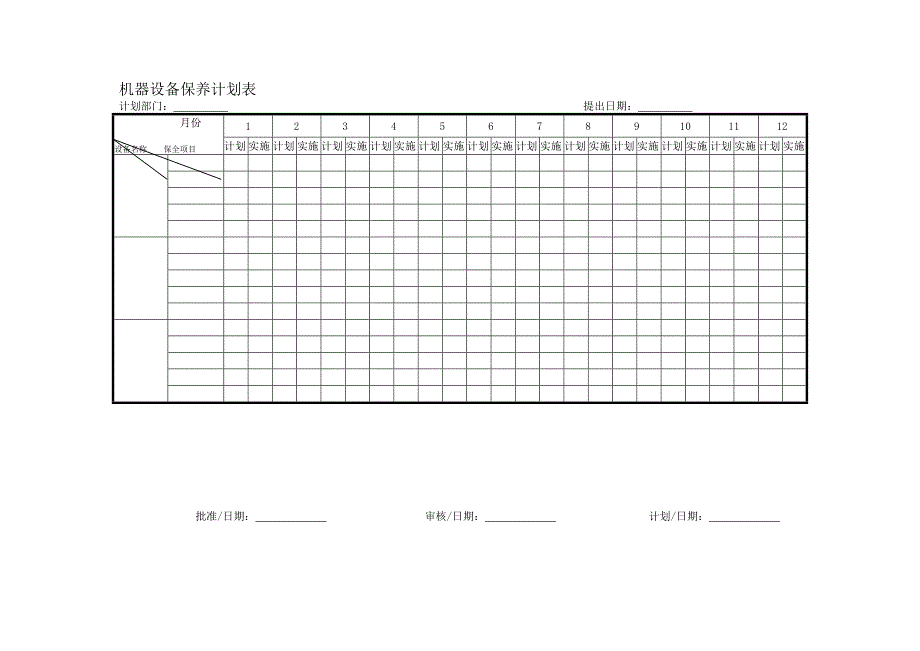 机器设备保养计划表_第1页
