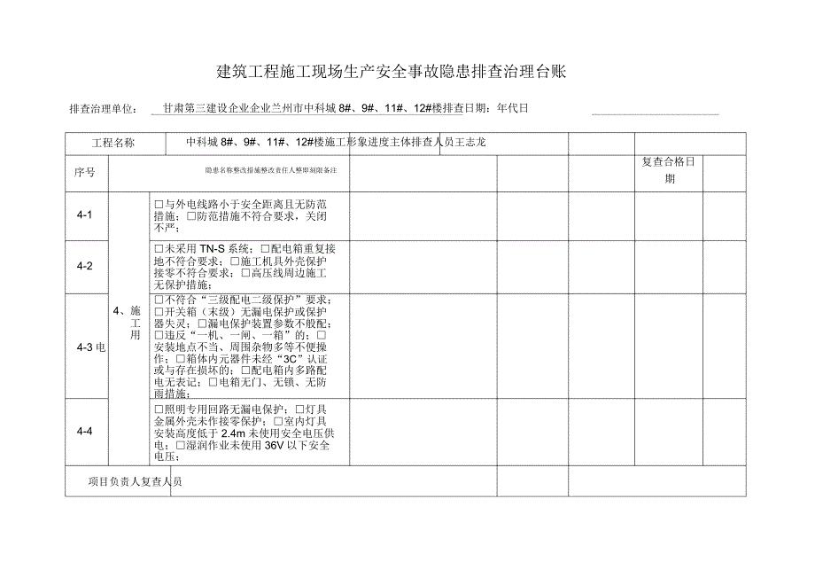 建筑工程施工现场生产安全事故隐患排查治理台账47402.docx_第3页