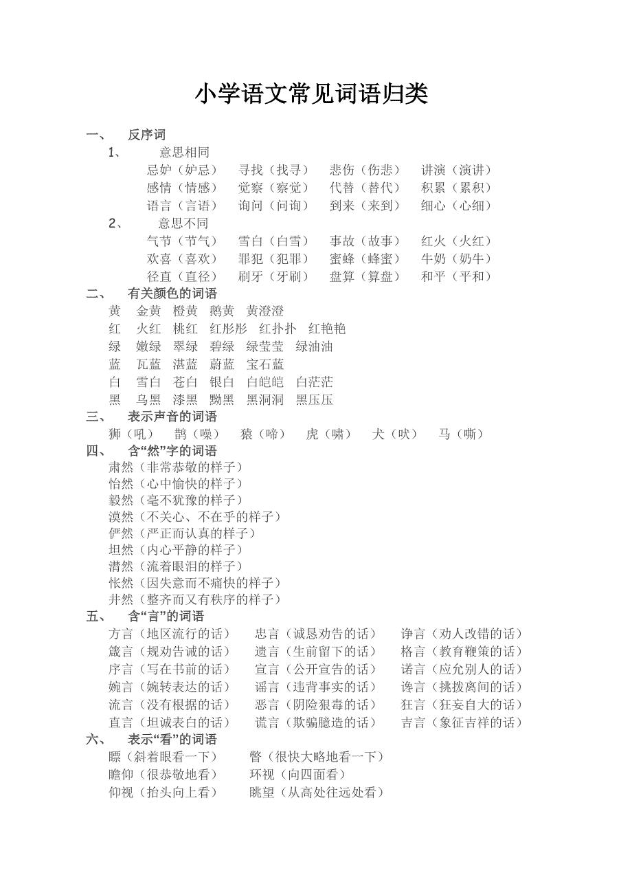 小学语文常见词语归类.doc_第1页