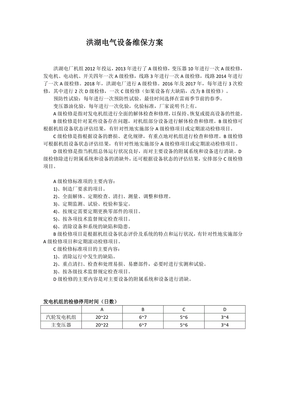 洪湖电气设备维保方案汇总_第1页