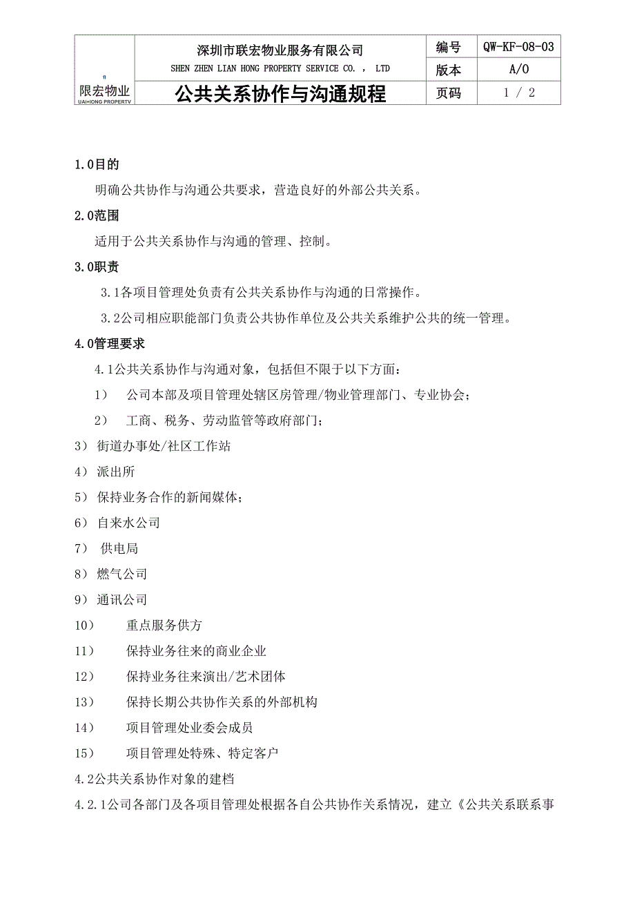 公共关系协作与沟通规程_第1页