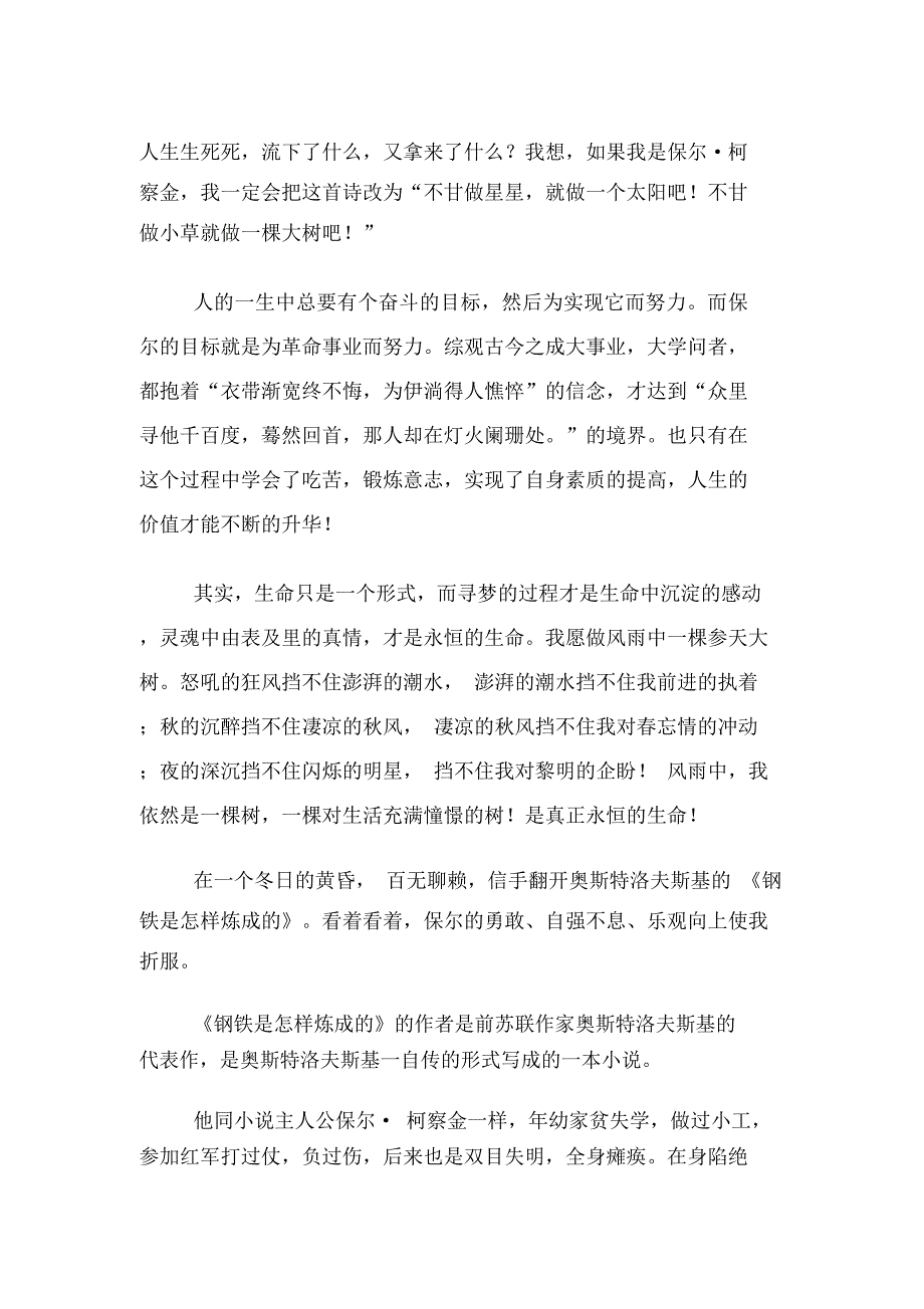 《钢铁是怎样炼成的》读书笔记六篇_第2页