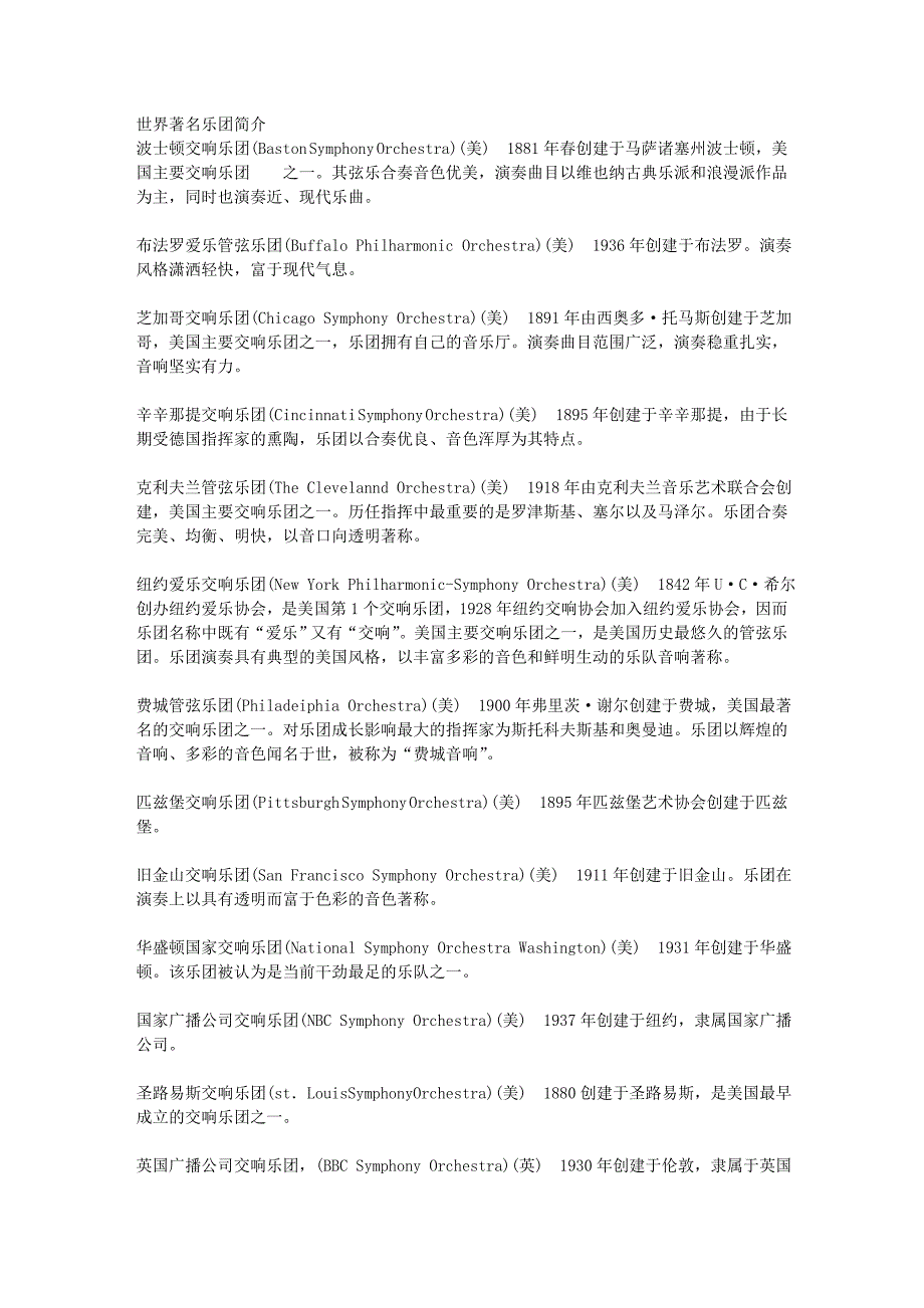 世界著名乐团简介.doc_第1页