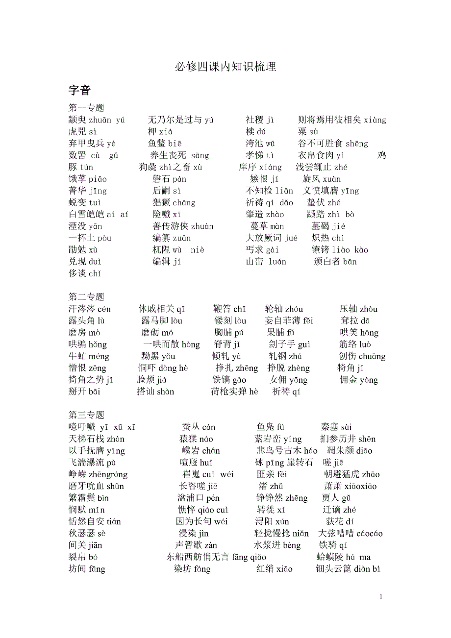 必修四课内知识梳理_第1页