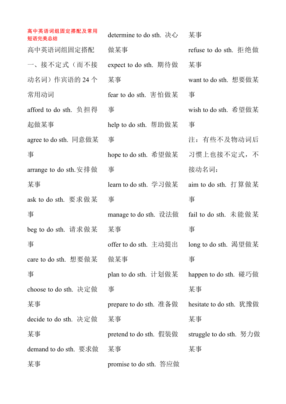(word完整版)高中英语词组固定搭配及常用短语完美总结-推荐文档.doc_第1页