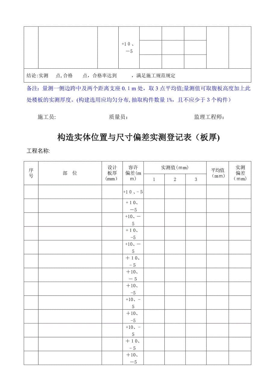 结构实体位置与尺寸偏差测量原始记录_第5页