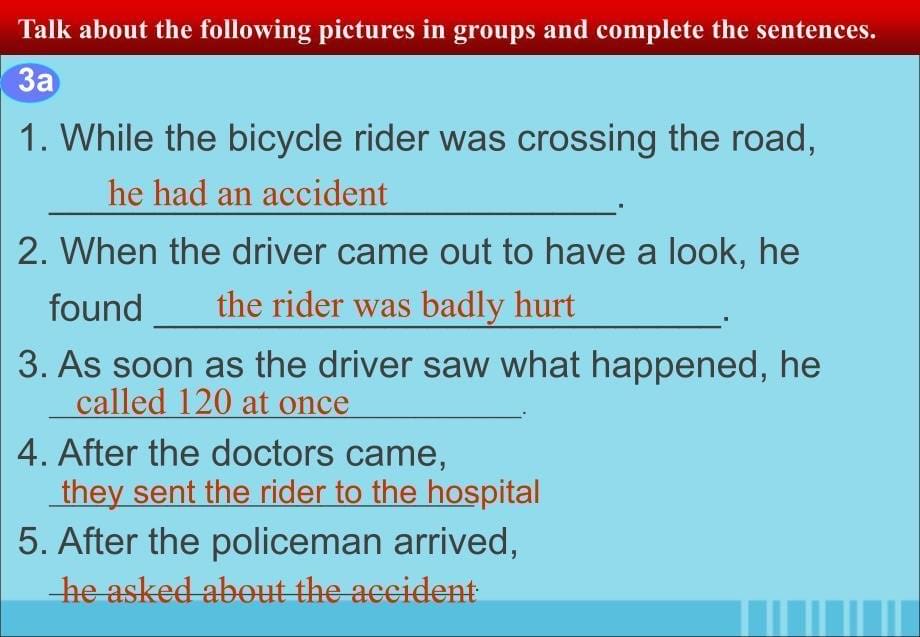 八年级英语下册 Unit 6 Enjoying Cycling Topic 3 bicycle riding is good exercise Section A课件2 （新版）仁爱版_第5页