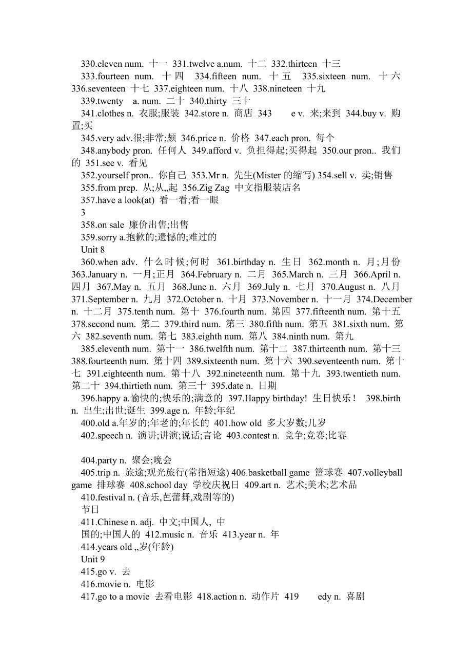 2013人教版新课标初中英语词汇2705(七年级--九年级分单元)_第5页