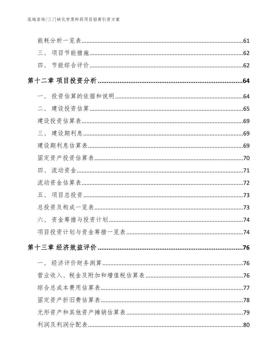 三门峡化学原料药项目招商引资方案_第5页