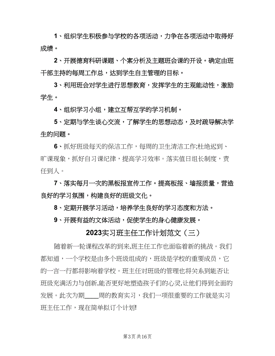 2023实习班主任工作计划范文（七篇）.doc_第3页