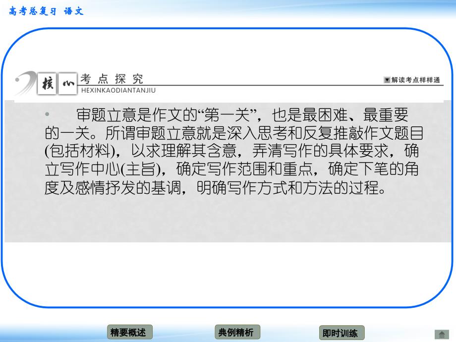 高考语文新一轮总复习考点突破 第十五 章审题立意 考点一 审题课件_第2页