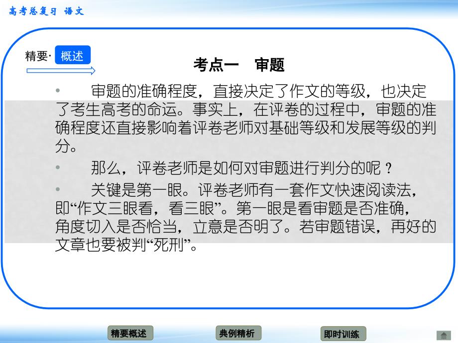 高考语文新一轮总复习考点突破 第十五 章审题立意 考点一 审题课件_第3页