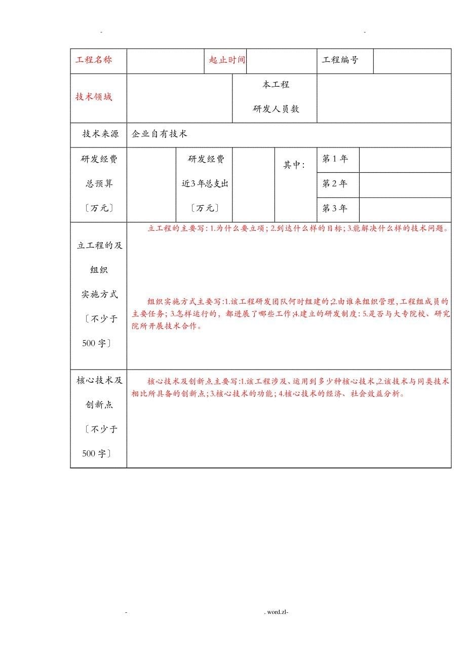 RD企业研究报告开发项目情况表_第5页