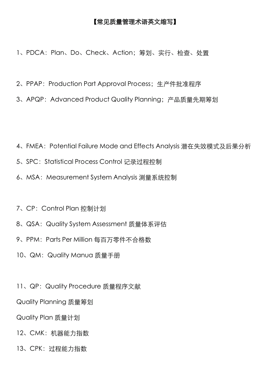 质量常用术语英文缩写_第1页