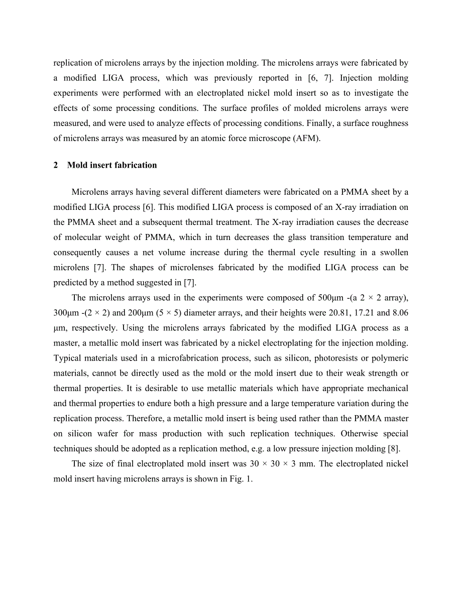 微透镜阵列注塑成型技术外文文献翻译/注射塑料模具外文翻译/中英文翻译_第3页