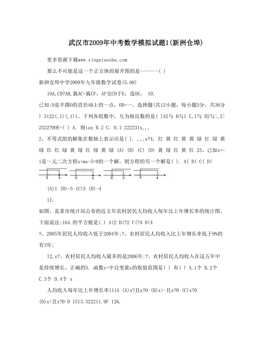 最新武汉市中考数学模拟试题1(新洲仓埠)优秀名师资料_第1页