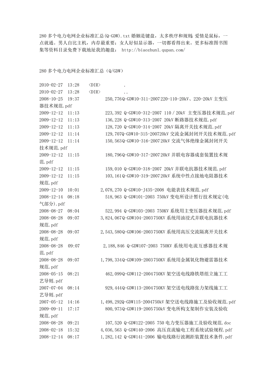 280多个电力电网企业标准汇总(Q-GDW)_第1页
