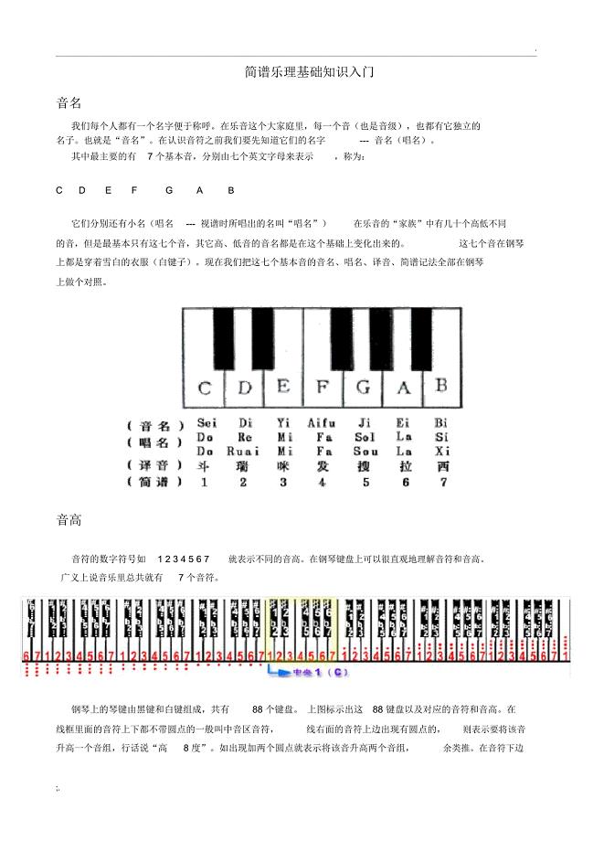 简谱乐理基础知识入门