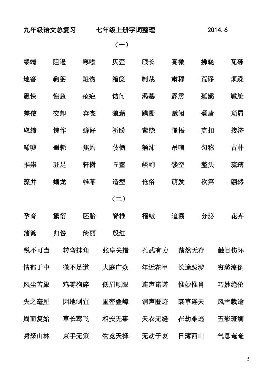 2014中考总复习生字词整理6_第5页