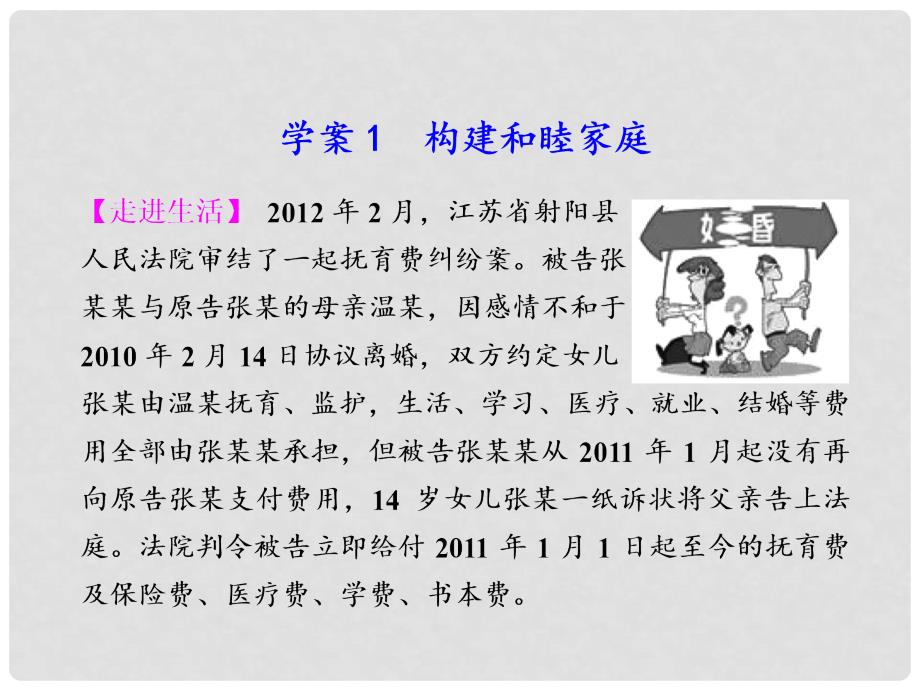 高中政治 专题五 构建和睦家庭学案课件 新人教版选修5_第2页