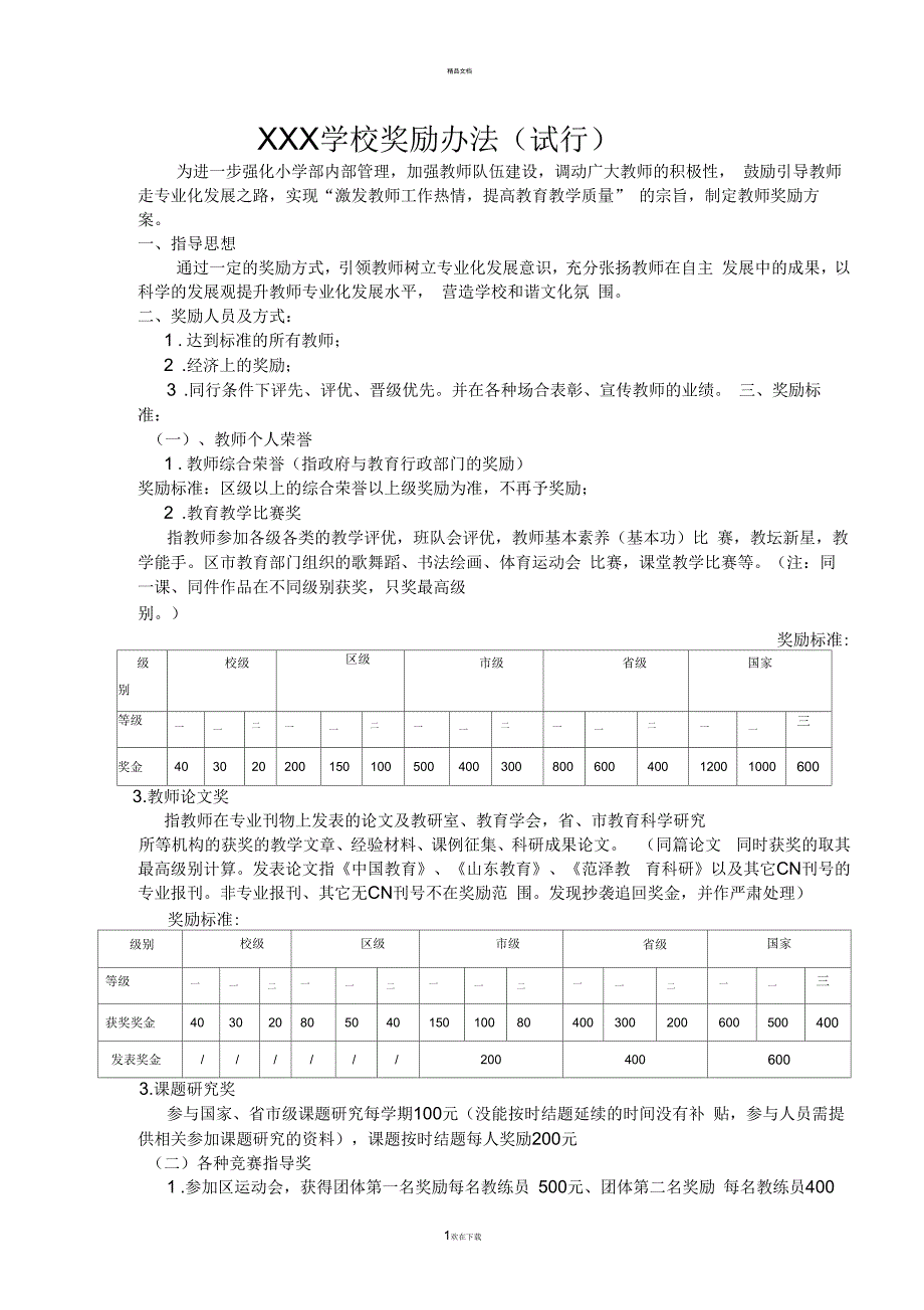 学校教师论文奖励办法_第1页