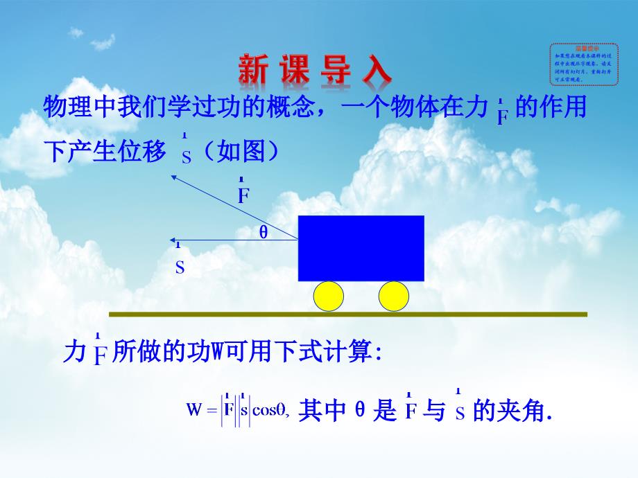 新编北师大版必修四：2.5从力做的功到向量的数量积ppt课件_第3页