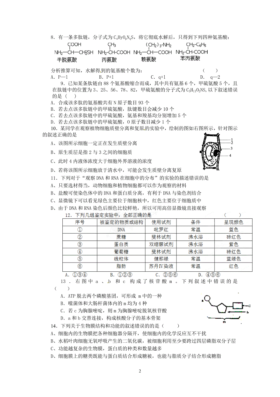 必修一小测试_第2页