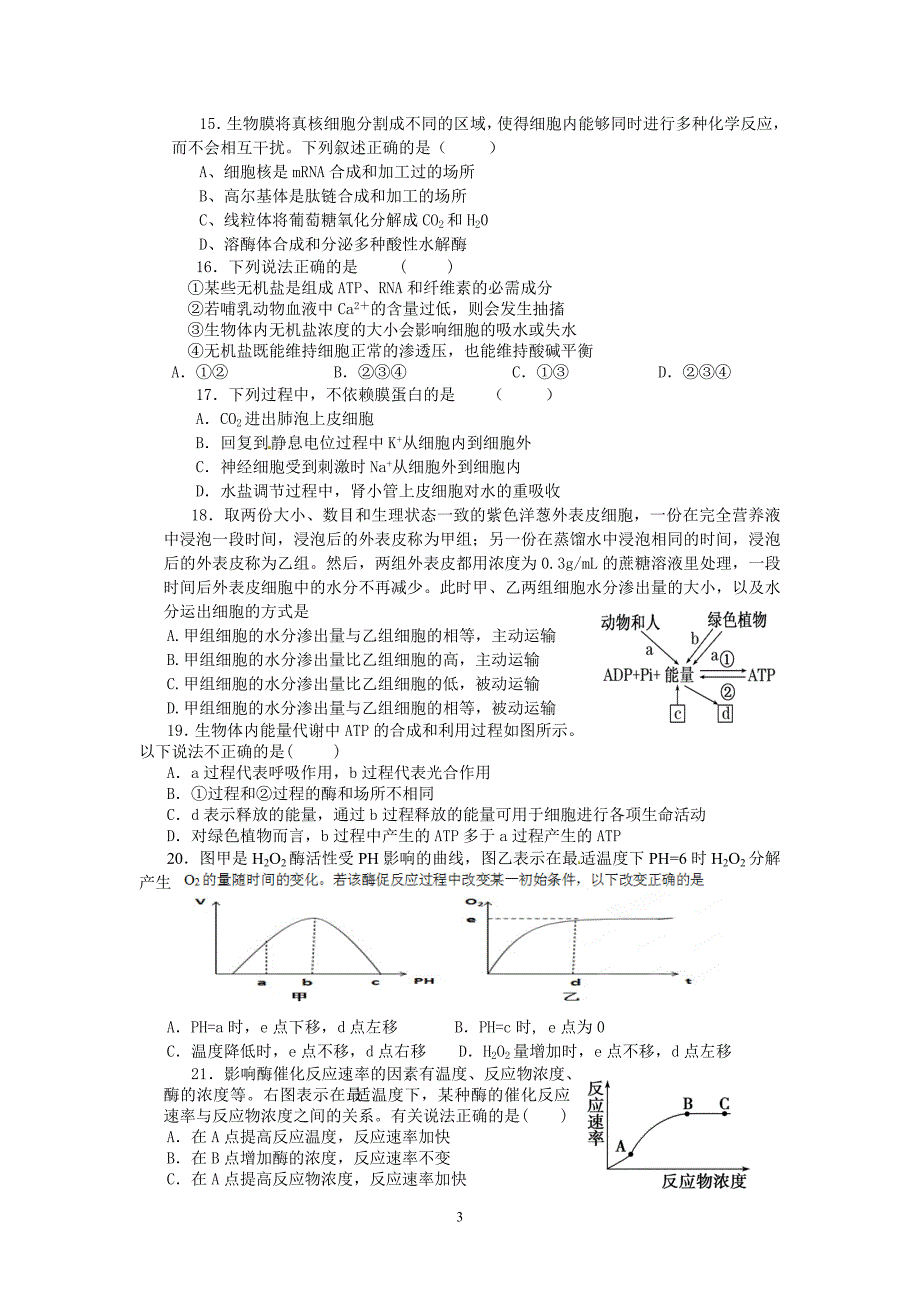 必修一小测试_第3页