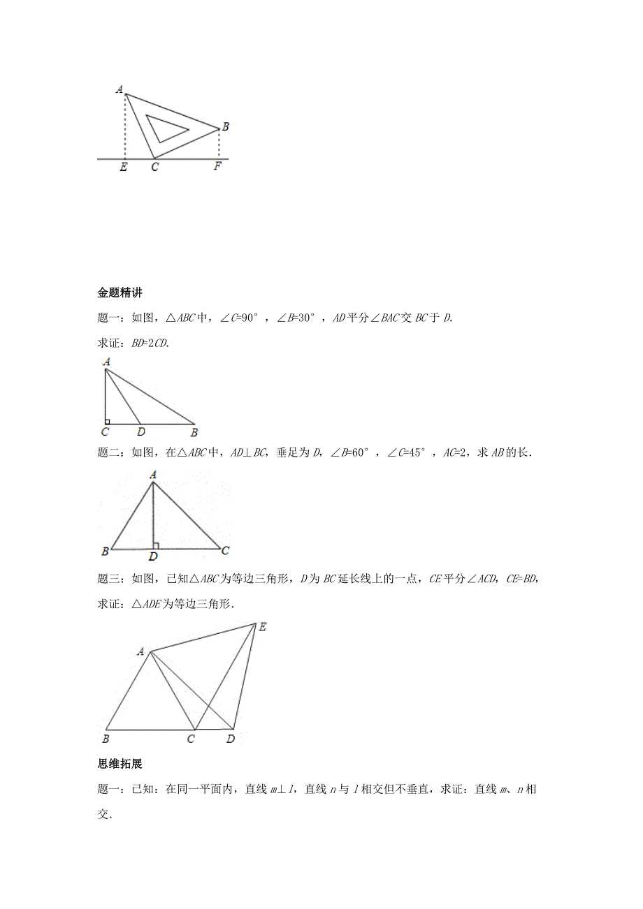 新编北师大版八年级数学下册特殊三角形名师讲义含答案_第2页