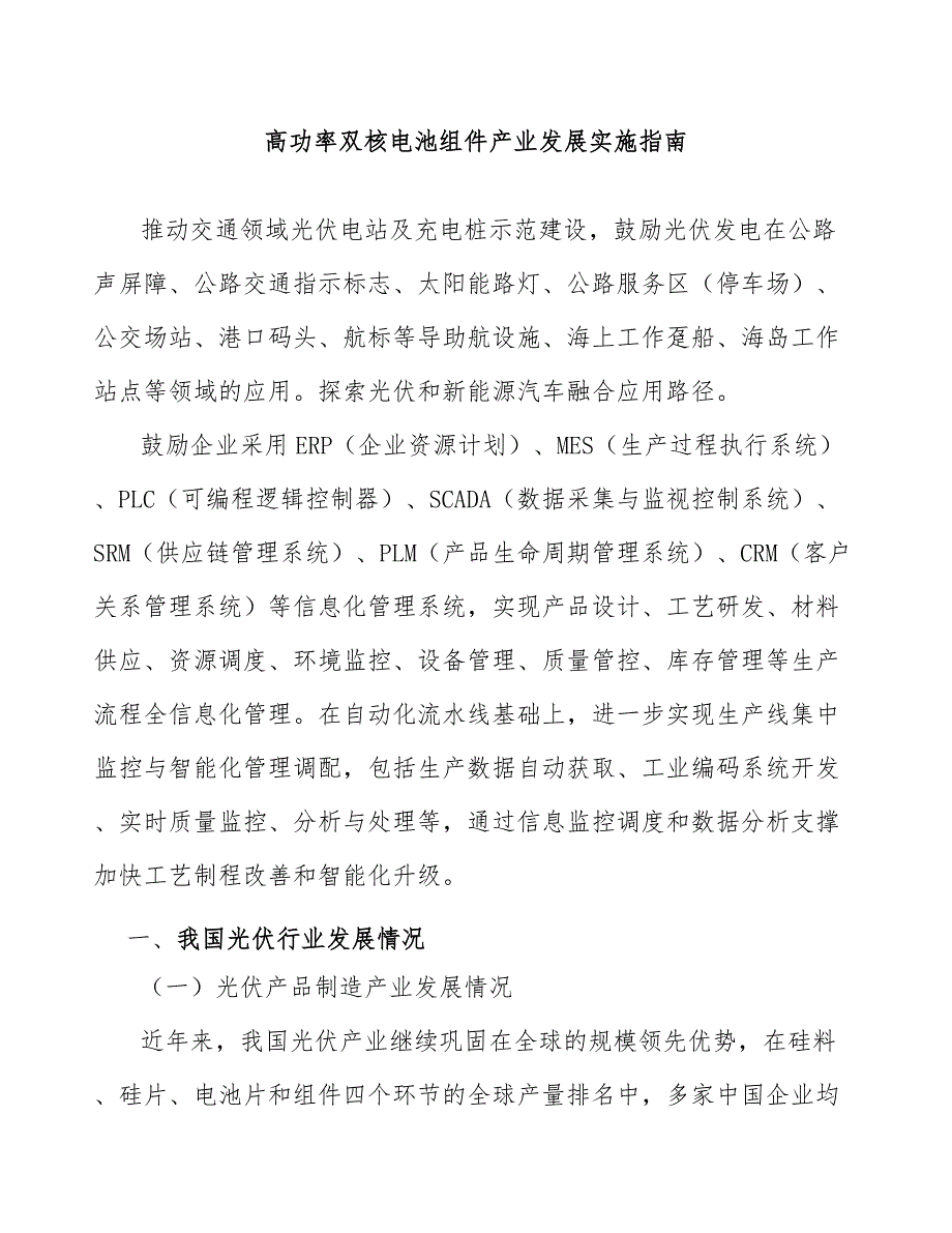 高功率双核电池组件产业发展实施指南_第1页