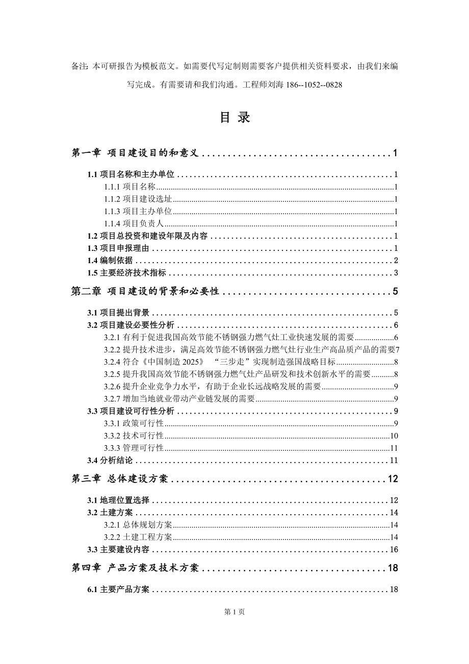 高效节能不锈钢强力燃气灶项目建议书写作模板立项备案申报_第2页