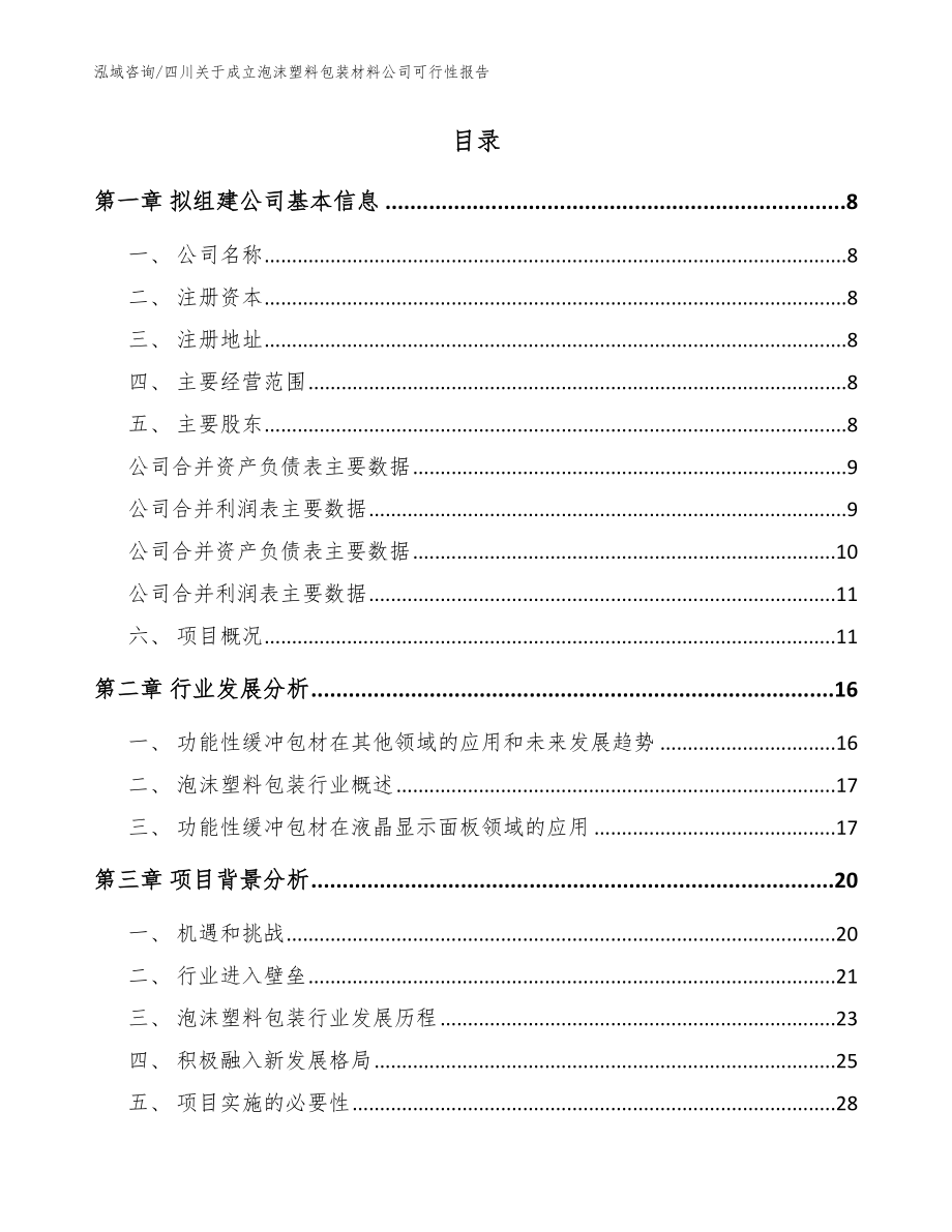 四川关于成立泡沫塑料包装材料公司可行性报告模板范本_第3页