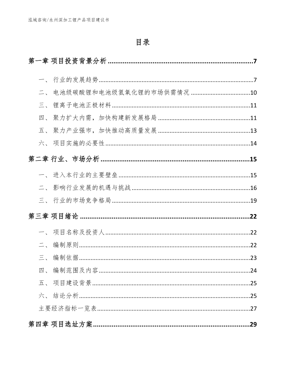 永州深加工锂产品项目建议书范文_第1页