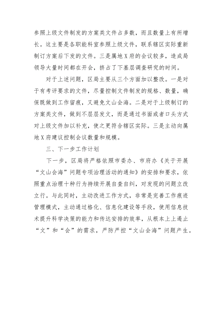 区局“文山会海”问题　　专项治理活动自查自纠情形报告模板.docx_第4页