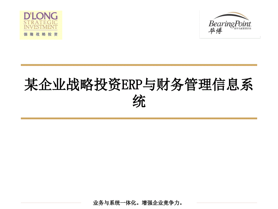 某企业战略投资ERP与财务管理信息系统PPT课件_第1页