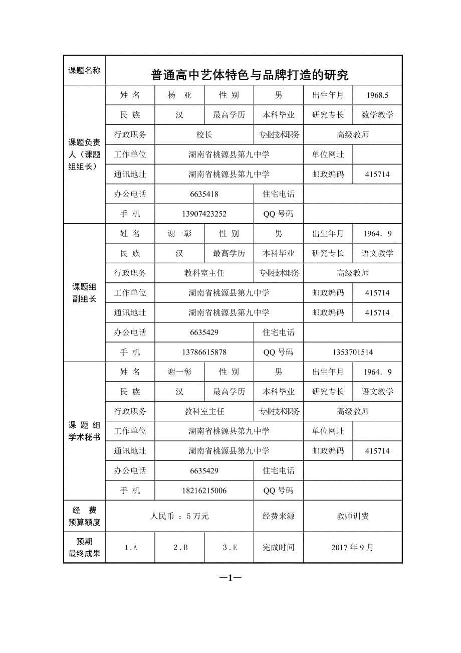 普通高中艺体特色与品牌打造的研究课题申报_第5页