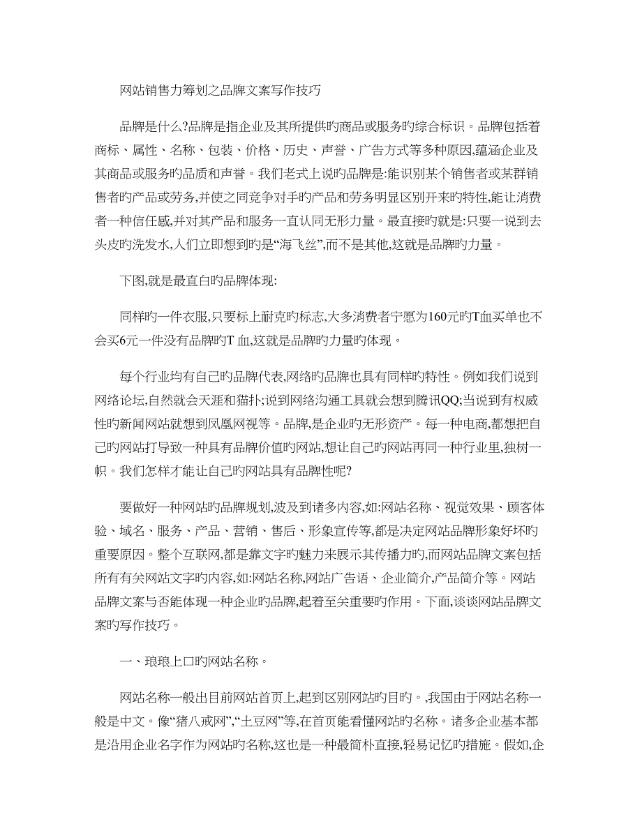 网站销售力策划之品牌文案写作技巧_第1页