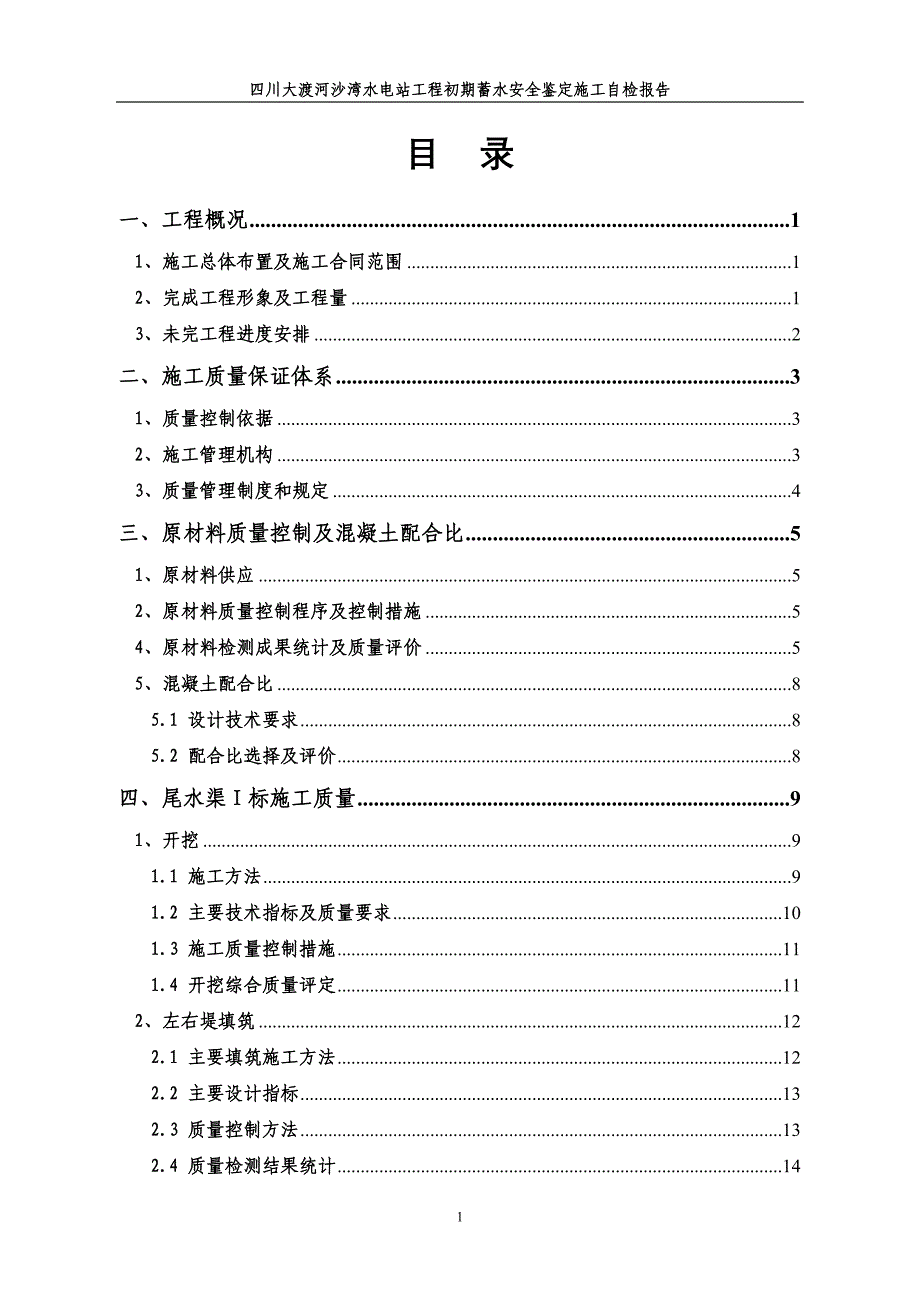 1标初步蓄水安全鉴定自检报告修改版_第1页