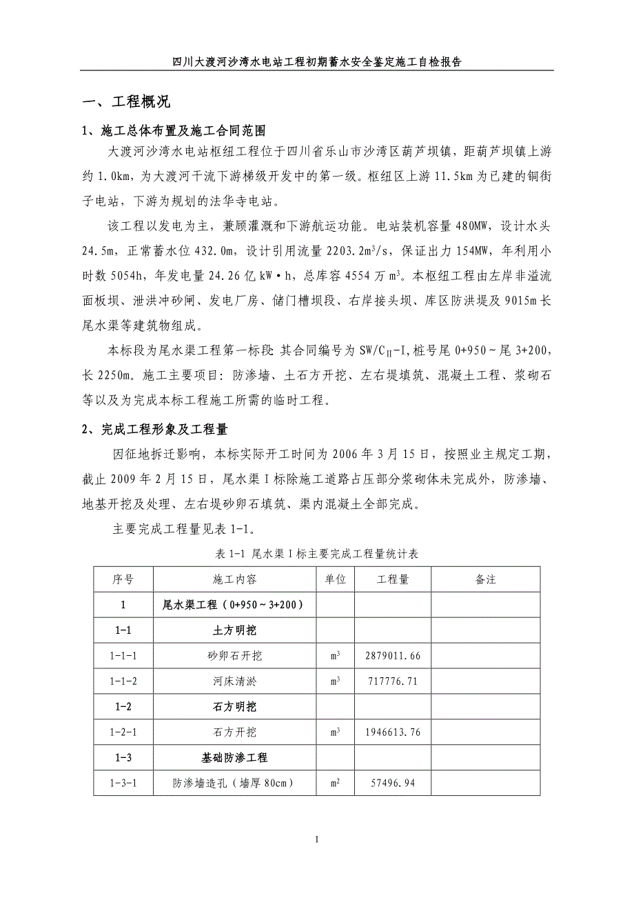 1标初步蓄水安全鉴定自检报告修改版_第3页