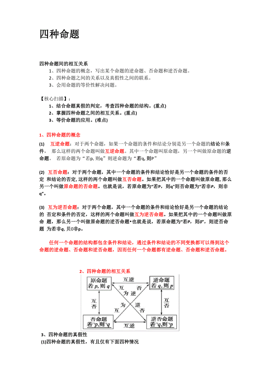 四种命题、四种命题间的相互关系_第1页