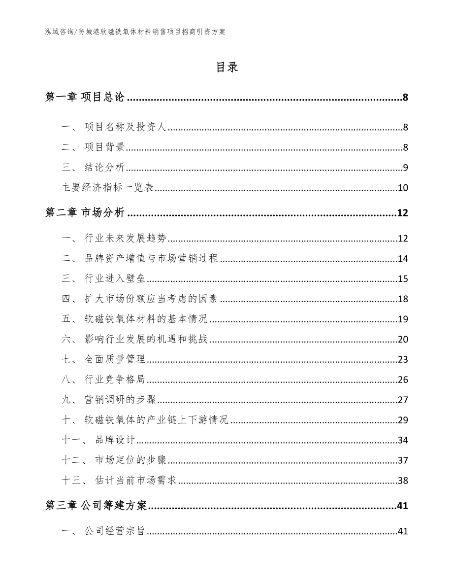 防城港软磁铁氧体材料销售项目招商引资方案_第2页