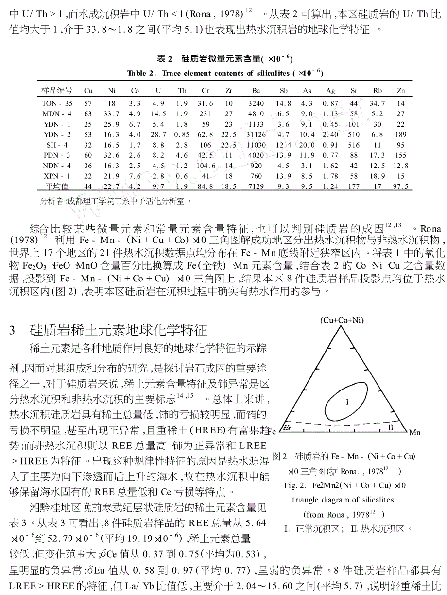 湘黔桂地区晚前寒武纪层状硅质岩地球化学特征及成因_第3页