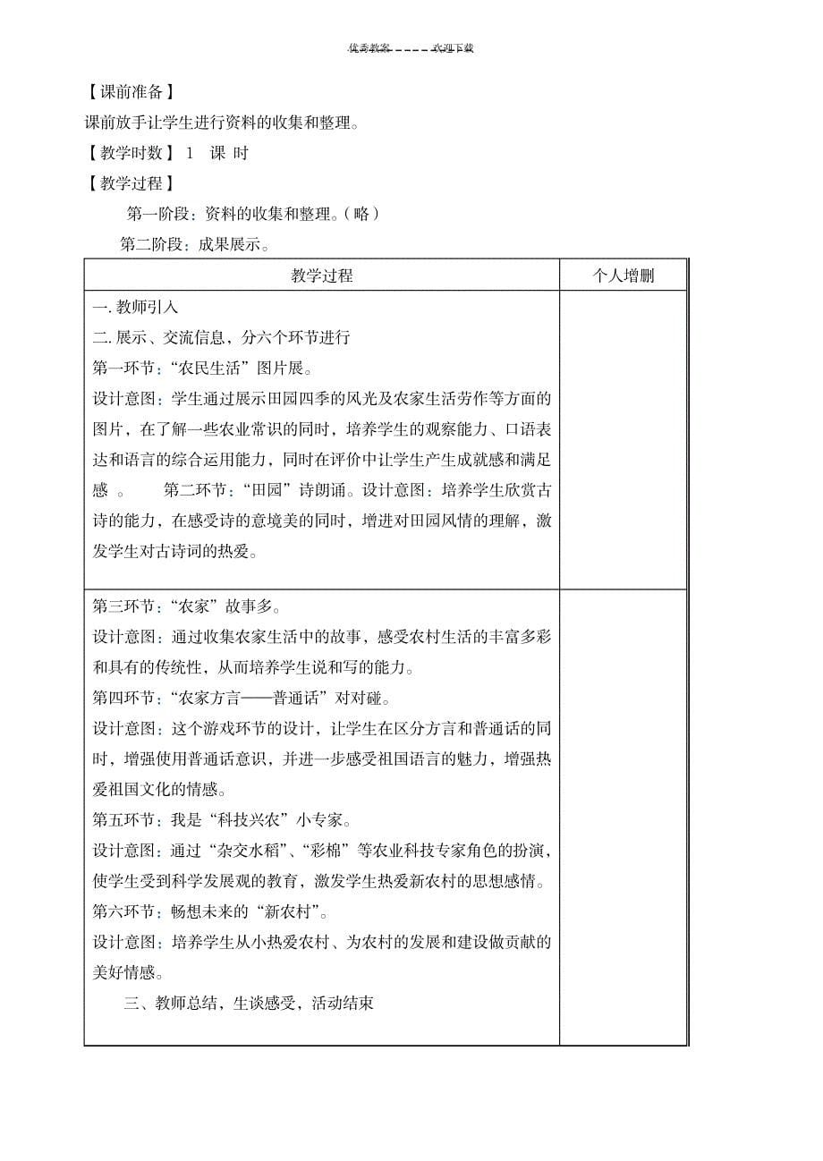 教科版小学四年级下册综合实践活动教案_小学教育-小学学案_第5页