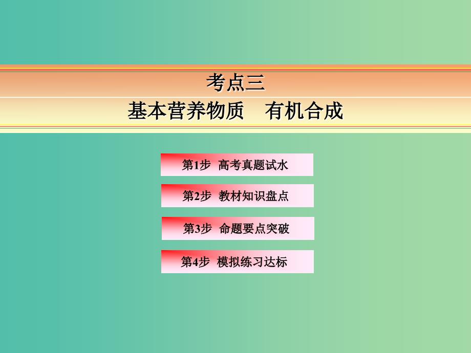 高考化学一轮复习 模块四 有机化学 专题十三 有机化学基础（选修部分）考点三 基本营养物质 有机合成课件.ppt_第2页