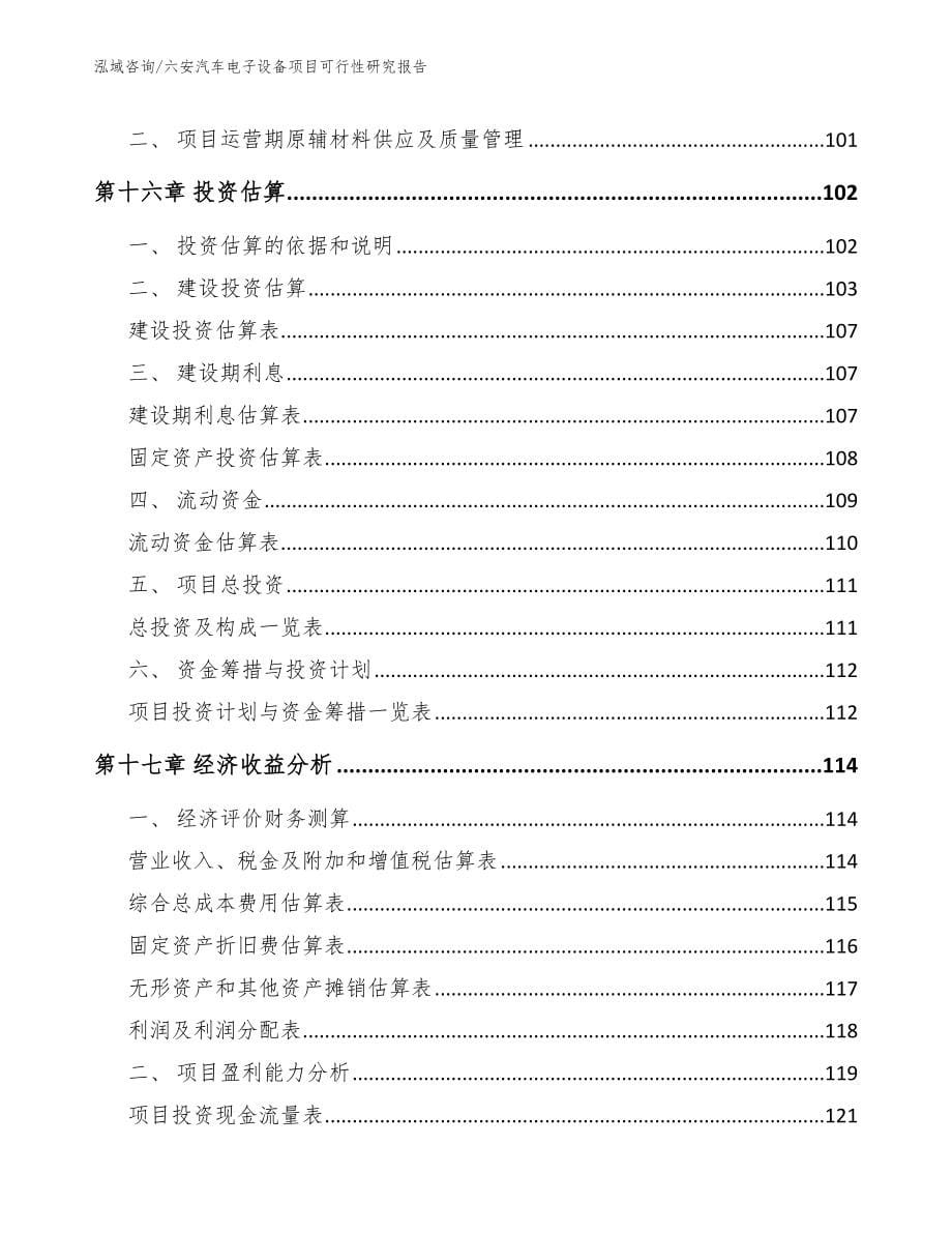 六安汽车电子设备项目可行性研究报告范文参考_第5页