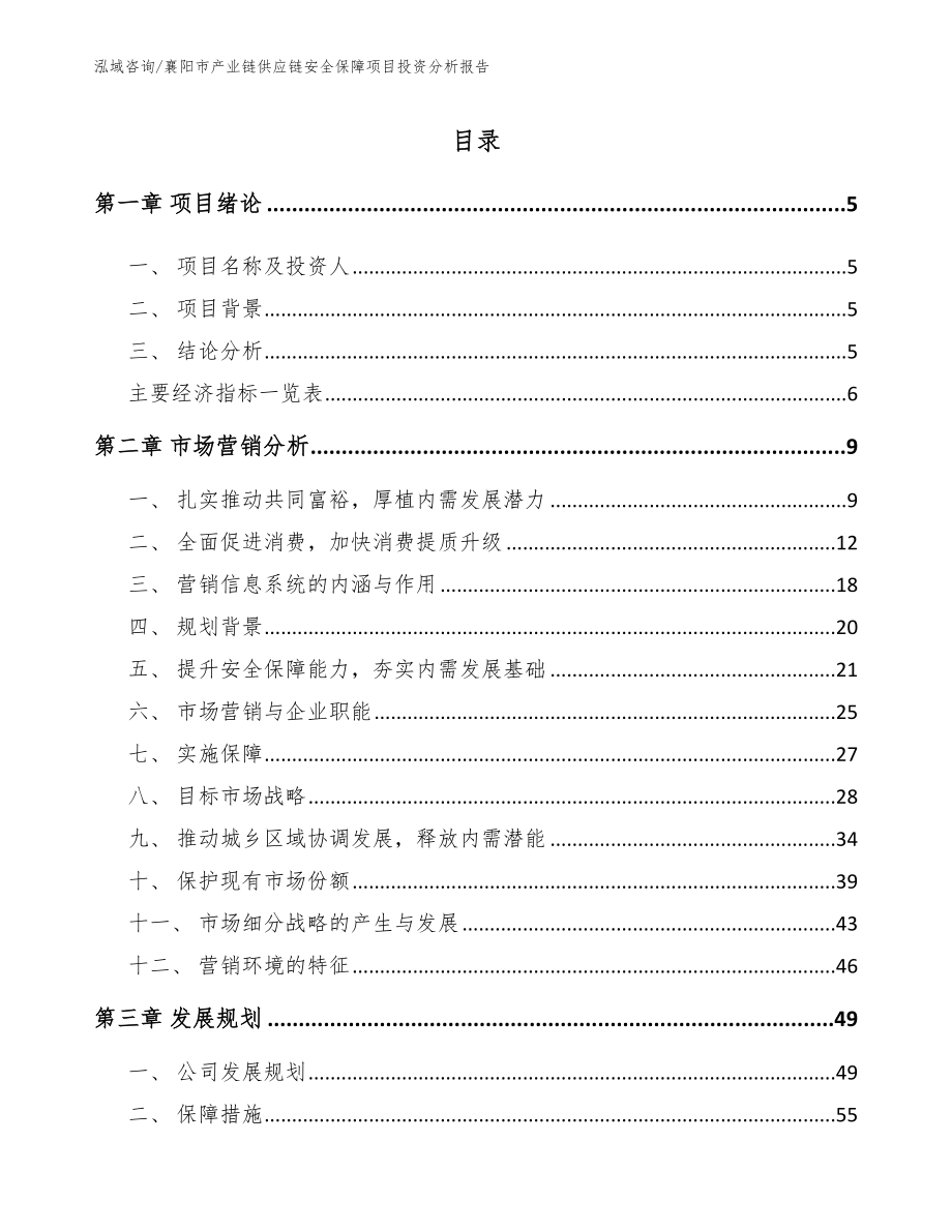 襄阳市产业链供应链安全保障项目投资分析报告范文_第1页