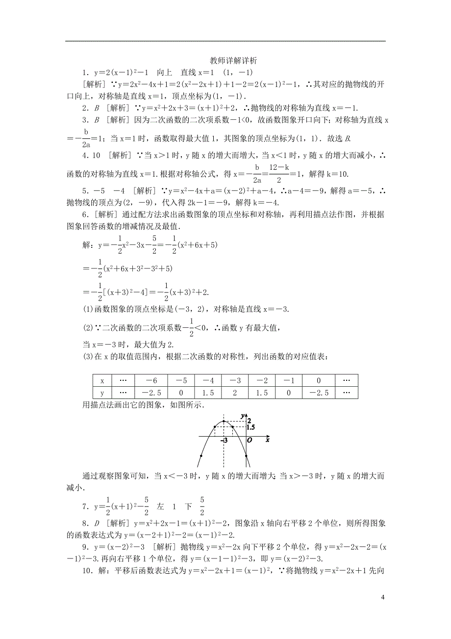 九年级数学上册21.2二次函数的图象和性质21.2.2第4课时二次函数yax2bxc的图象和性质同步练习新版沪科版0811158_第4页