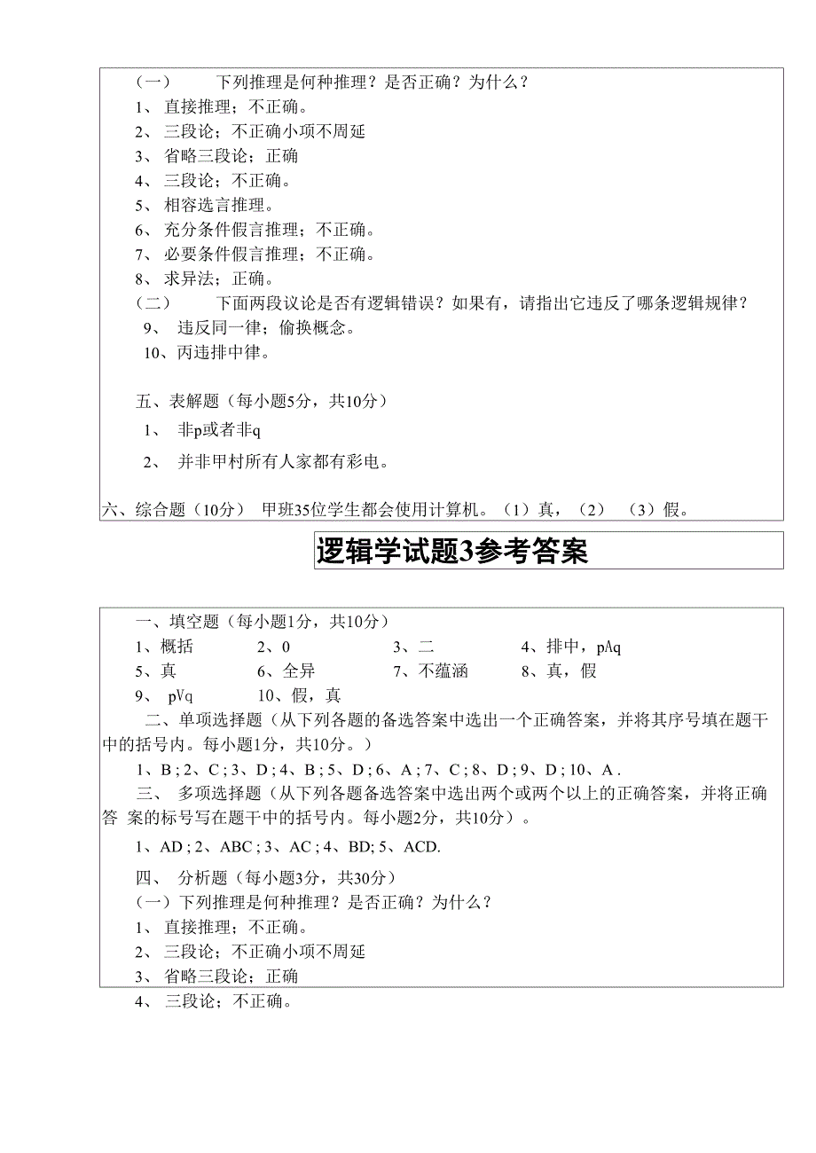 逻辑学试题1答案概要_第2页